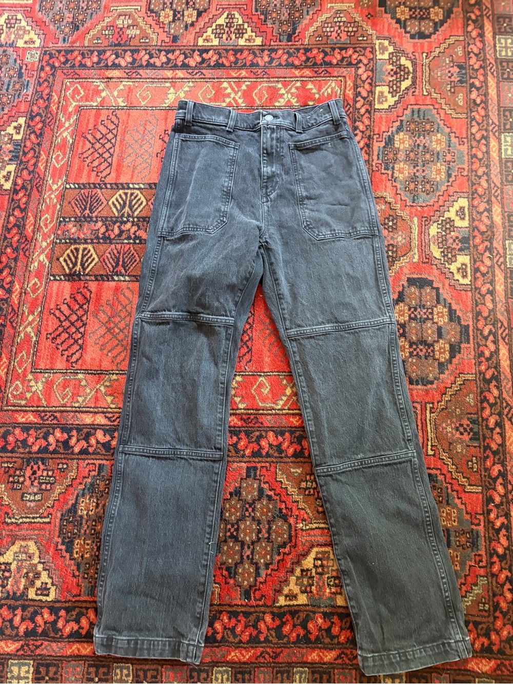 Madewell 90s Straight-Leg Patchdetail Jeans in Washed Black